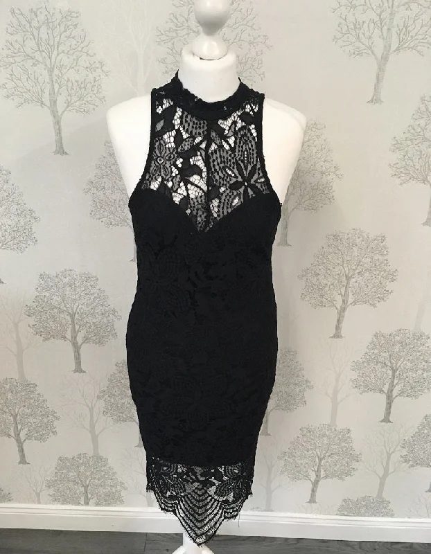 Unbeatable Prices long-sleeve floral dressMorgan Black Lace Halterneck Midi Dress