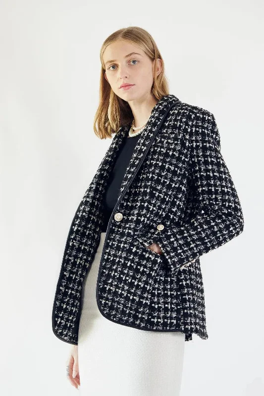 Mega Sale Black & White Tweed Checkers Blazer