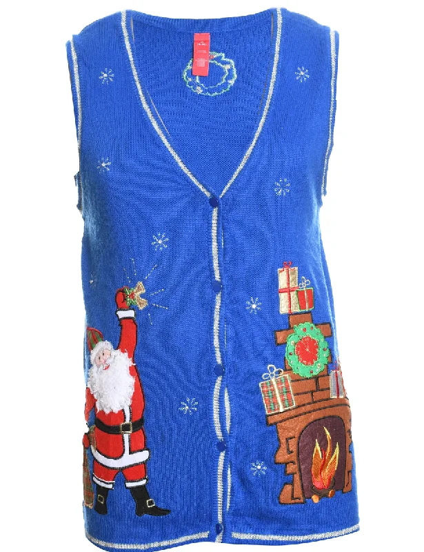 Today Only Santa Claus Christmas Sweater Vest - M