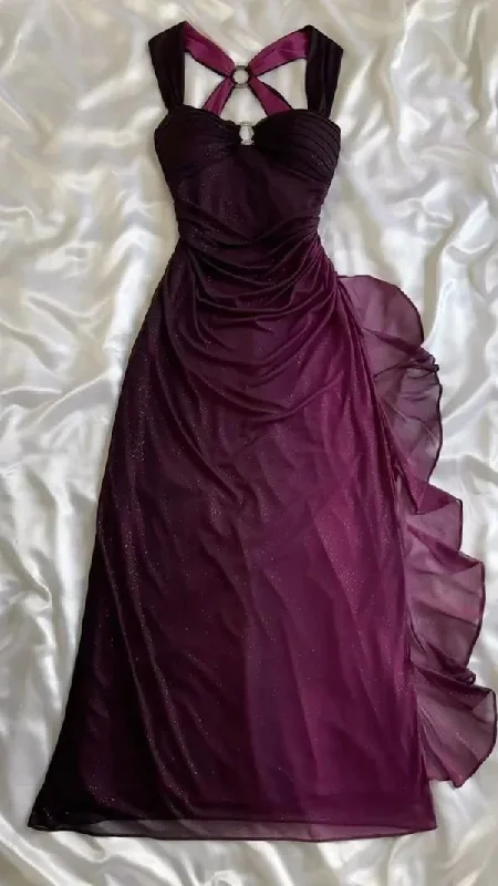 Unbeatable Prices wrap-around dressPurple Sweatheart Shiny Ruffle Vintage Long Party Dress, DP2518