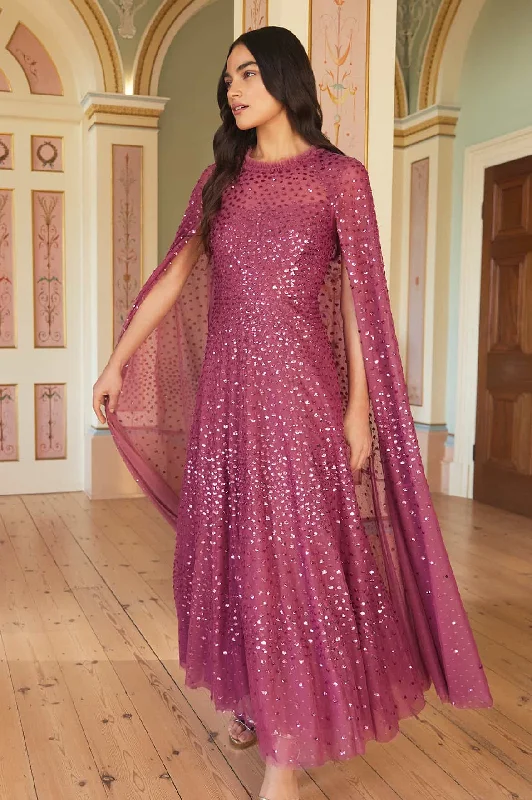 Don't Wait Scatter Dot Cape Ankle Gown