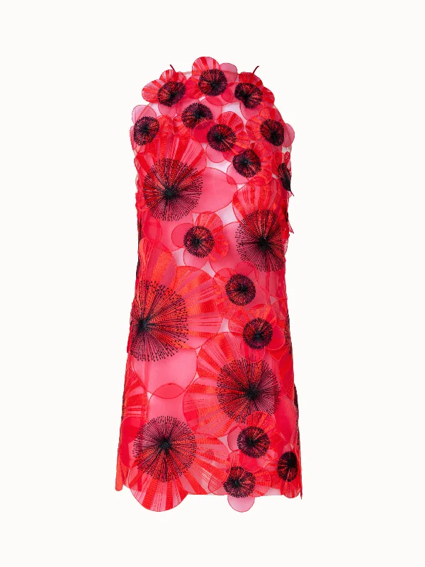 Exclusive Online Offer comfy dressShort Dress with with Allover Poppy Embroidery and Open Back Exclusive Online Offer comfy dressShort Dress with with Allover Poppy Embroidery and Open Back