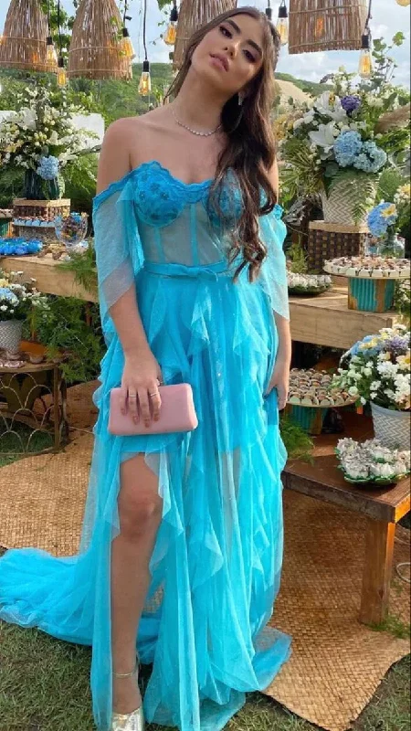 Daily Specials party-ready dressOff Shoulder A-Line Blue Long Prom Dress Charming Evening Dress, DP2376 Daily Specials party-ready dressOff Shoulder A-Line Blue Long Prom Dress Charming Evening Dress, DP2376