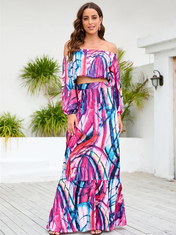 Discount Mania casual day dressKittenAlarm - 2pcs Off shoulder Long Sleeve Dress Sets