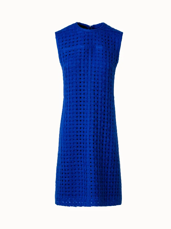 Clearance Sale draped dressSheath Dress in Grid Embroidery