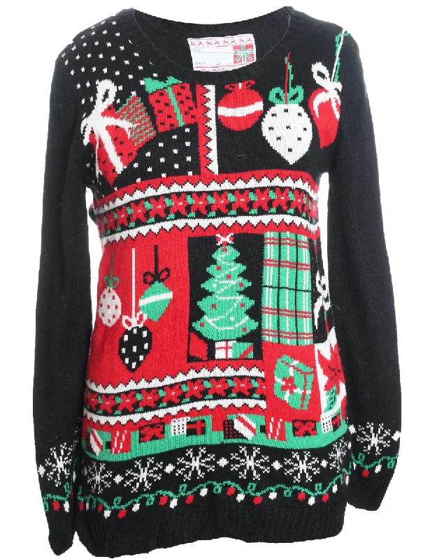 Discount Deals Festive Print Christmas Jumper - S