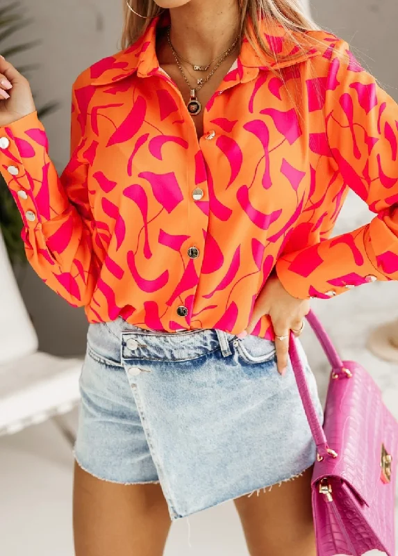 Deal Zone comfy maxi dressLeesa Orange and Pink Print Button Detail Shirt