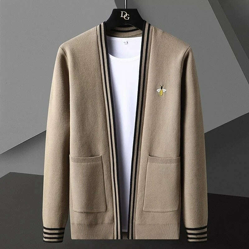 chic padded coatBee Embroidery Men's Sweater Cardigan Korean Casual Coat Elegant Men Sweater 2021 Autumn Coat Trend Abrigo Hombre Men Clothing