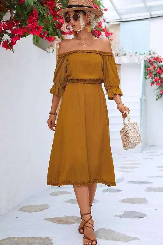 Price Reduction backless dressRUFFLED LACE OFF SHOULDER TIGHTEN WAIST DRESS