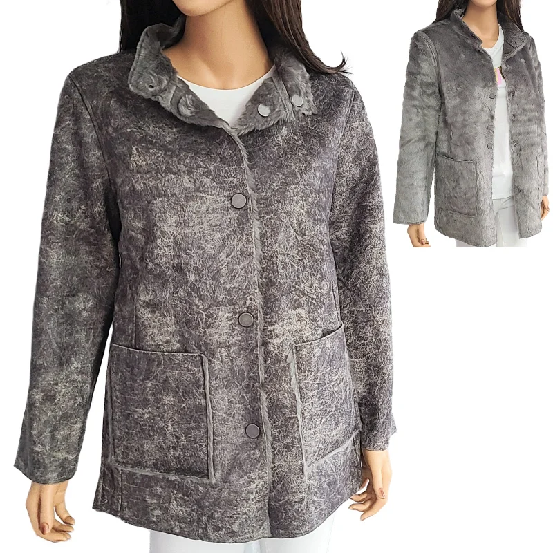 Deal Mania Dylan Reversible Soft Faux Leather Fur Coat Jacket