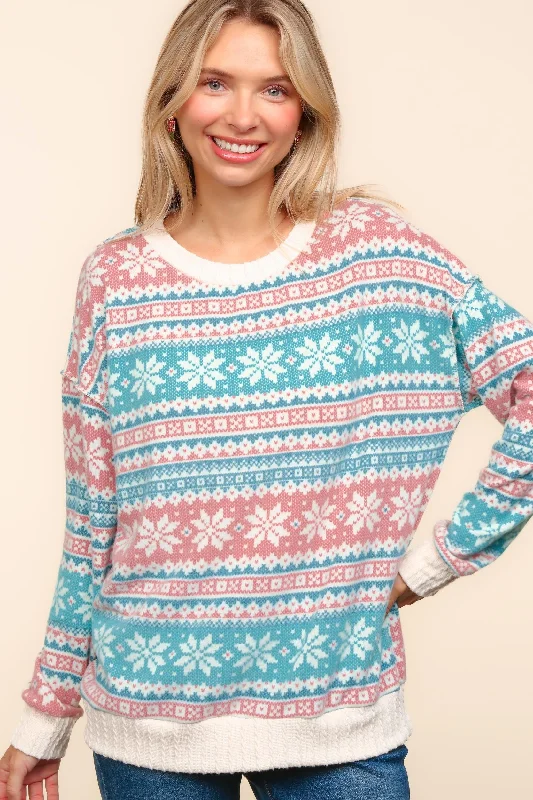 New Deals PLUS OVERSIZED SNOWFLAKE PATTERN HACCI SWEATER TOP