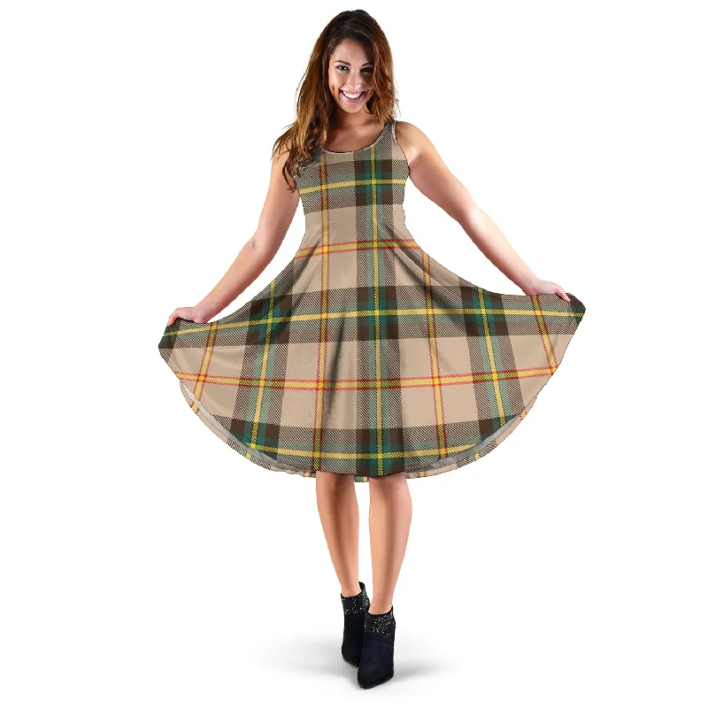 Seasonal Sale Saskatchewan Province Canada Tartan Sleeveless Midi Womens Dress