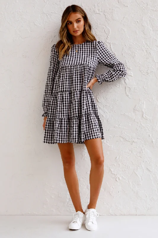 Low Prices elegant maxi dressUrika Cotton Blend Plaid Babydoll Dress - FINAL SALE