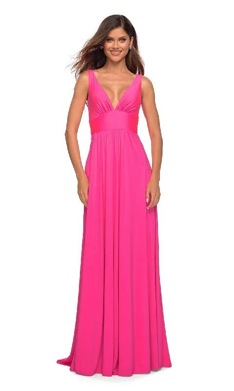 satin midi dressLa Femme 30669 Formal Prom Dress