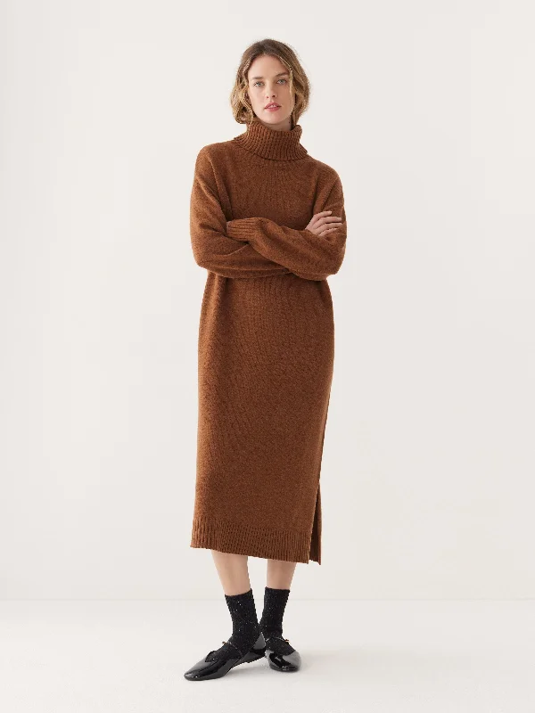 Seasonal Clearance bohemian dressThe Turtleneck Sweater Dress in Caramel