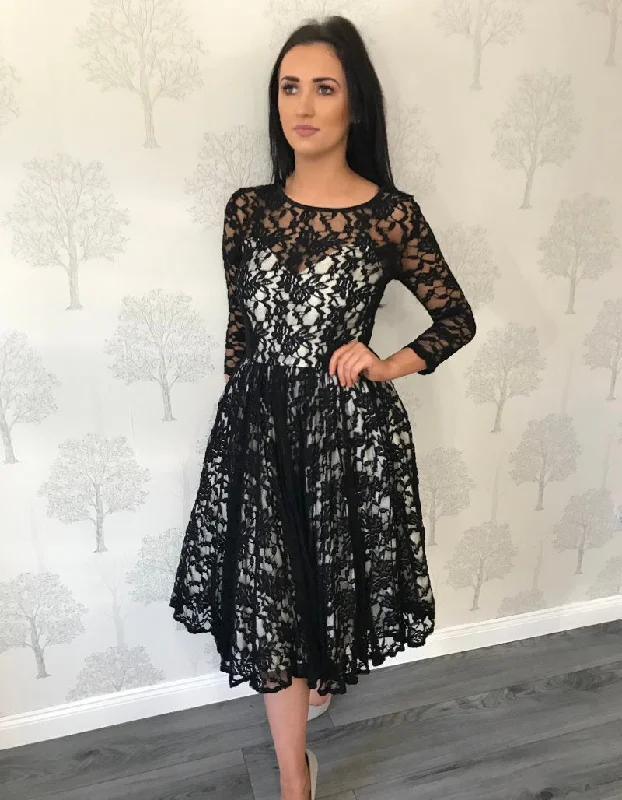 Can't Be Beat stylish dressKylie Black Full Lace Netted Under Layer Dress
