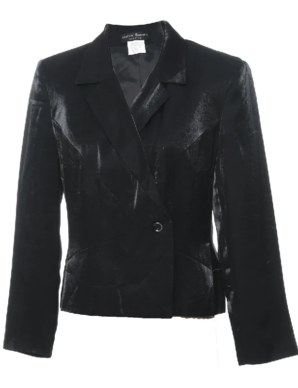 outdoor adventure coatHarvey Benard Black Metallic 1990s Evening Jacket - M