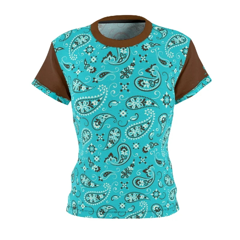 Closeout Sale vibrant athletic hoodieWomen's Brown & Turquoise Bandana MTB Jersey