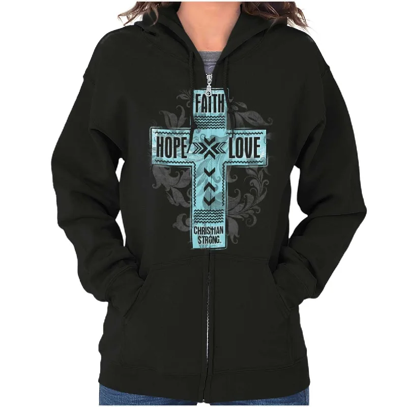 Doorbuster Deal comfortable hooded sweatshirtFaith Hope Love Zip Hoodie