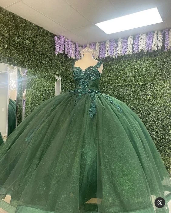 chic slip dressOne Shoulder Green Quinceanera Dress Green Ball Gown  Y612