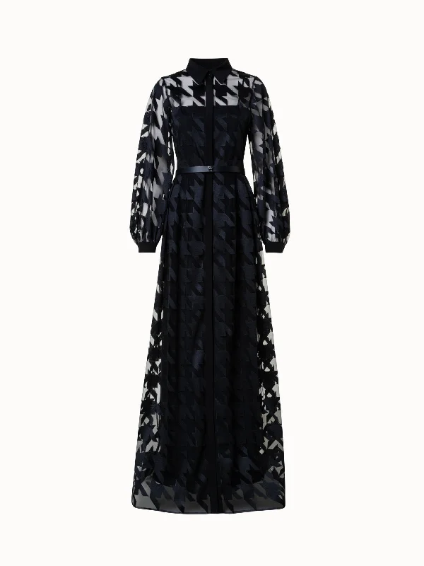Limited Availability chic shift dressHoundstooth Embroidery on Tulle Gown