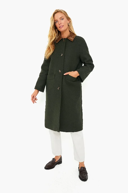 relaxed fit coatSage Tartan Loretta Wool Coat