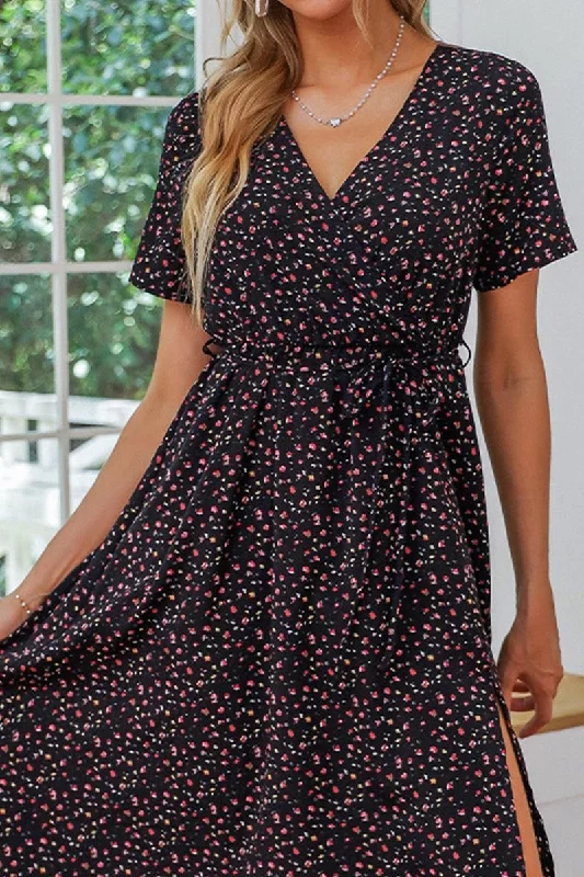 Can't Miss party-ready dressTIED WAIST SIDE SPLIT CASUAL DRESS