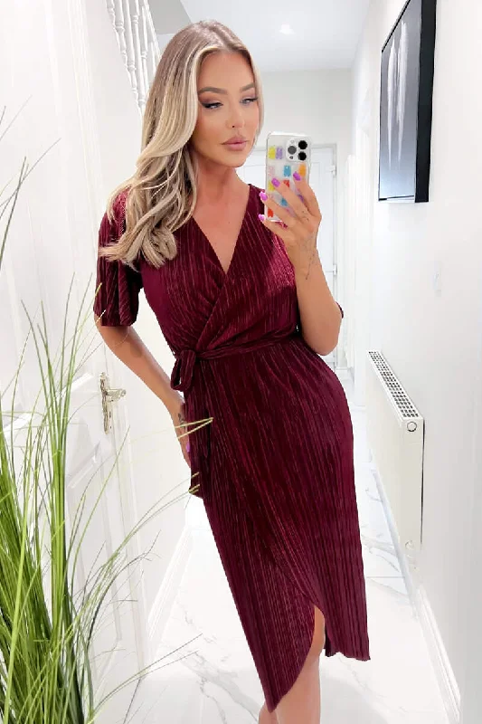 Daily Specials trendy bodycon dressTrixie Wine Wrap Style Belted Midi Dress