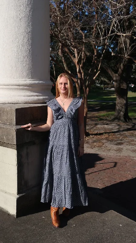 Early Bird Discount Savannah Midi Dress Gray Blue
