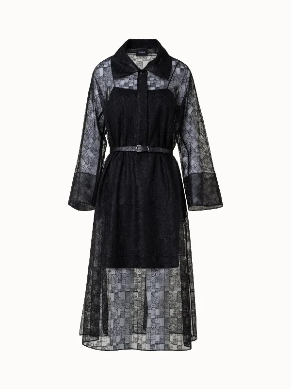 Quick Sale oversized dressShirt Dress in Lizzy Grid Embroidery