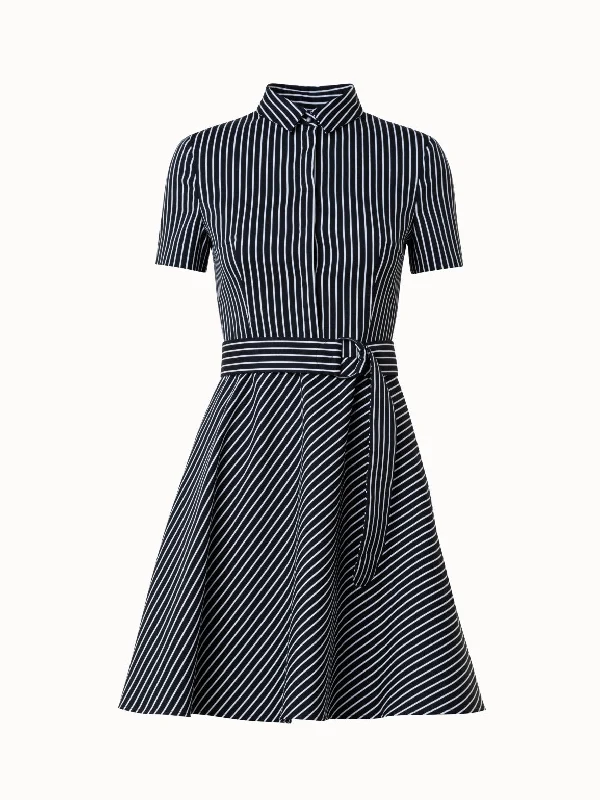 Markdowns flowy maxi dressFlared Dress In Pinstripe Cotton Blend Jacquard