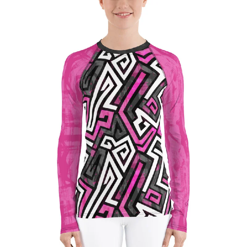 Today’s Deal lightweight fitness hoodieWomen's Pink Graffiti Rash Guard