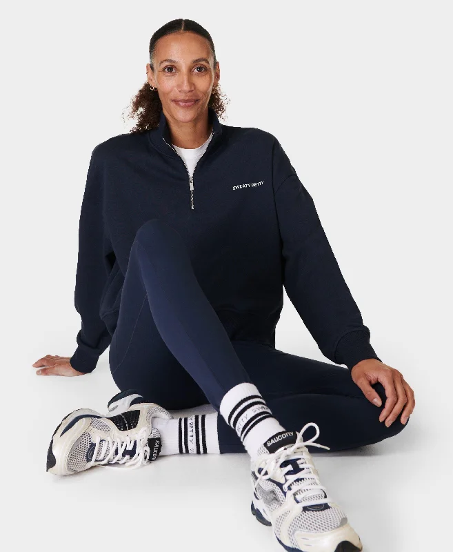 Instant Discount Revive Crop Half Zip Sb9943 Navy-Blue