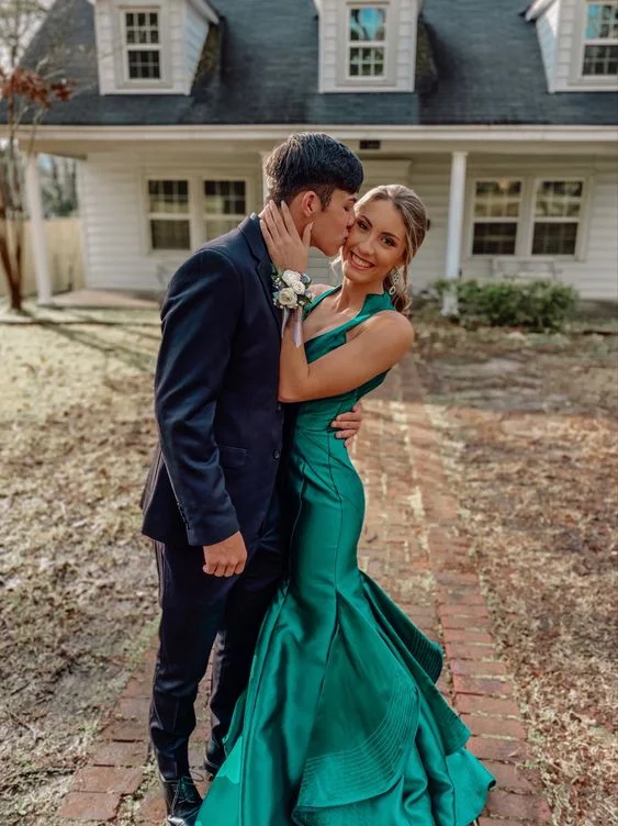 summer dressMermaid Green Satin Prom Dress Backless Formal Gown Elegant Prom Dress Y163