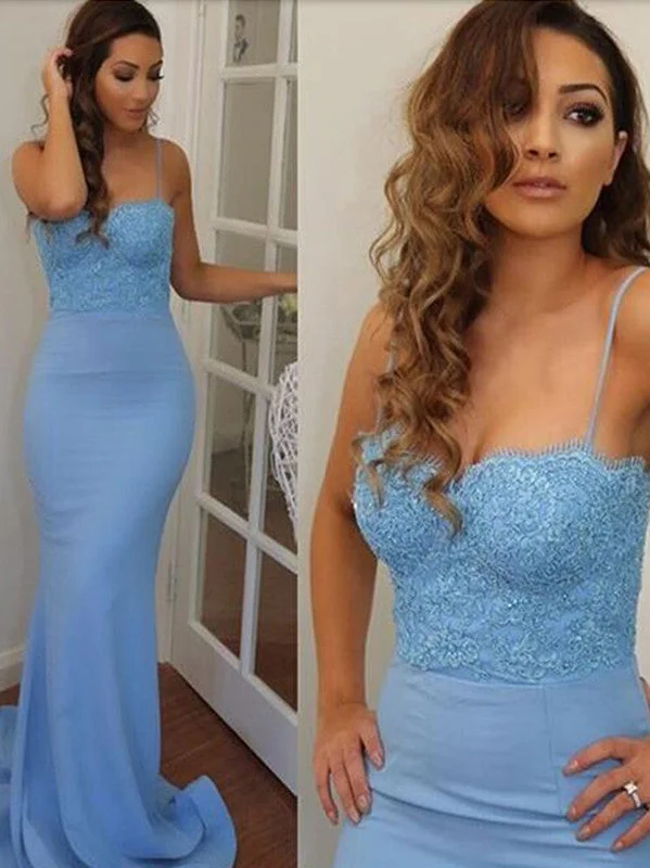 Weekend Flash Sale Sheath/Column Spaghetti Straps Floor-length Chiffon Prom Dress/Evening Dress #MK064