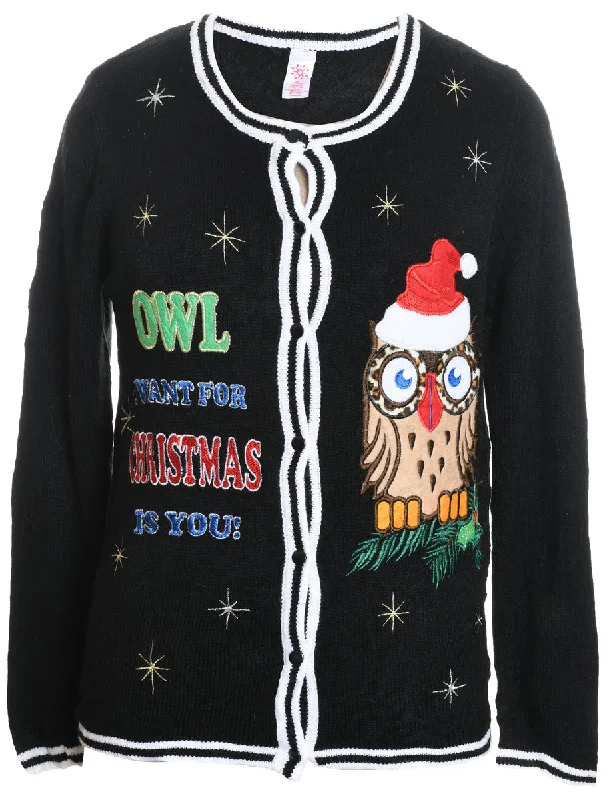 Take Advantage Button Front Christmas Cardigan - M