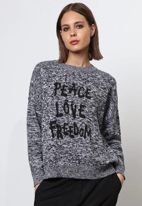 Price Drop Alert stylish training hoodiePEACE JUMPER BLACK & WHITE