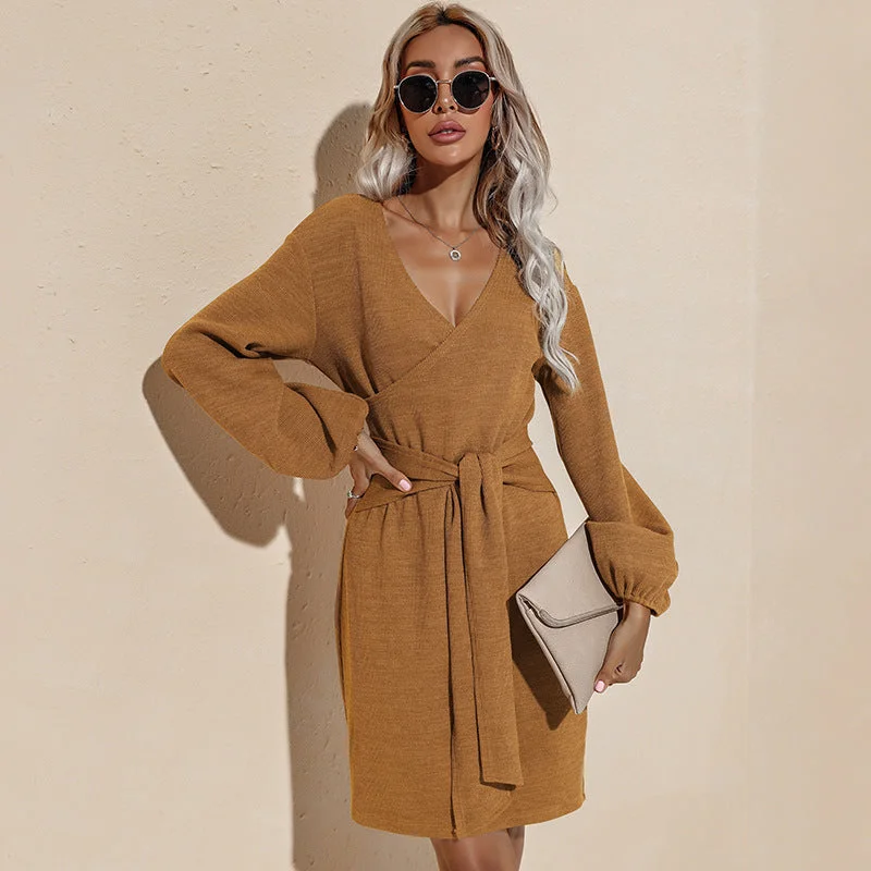 Final Clearance boho-chic dressRebecca Drape Knit Sweater Dress - FINAL SALE