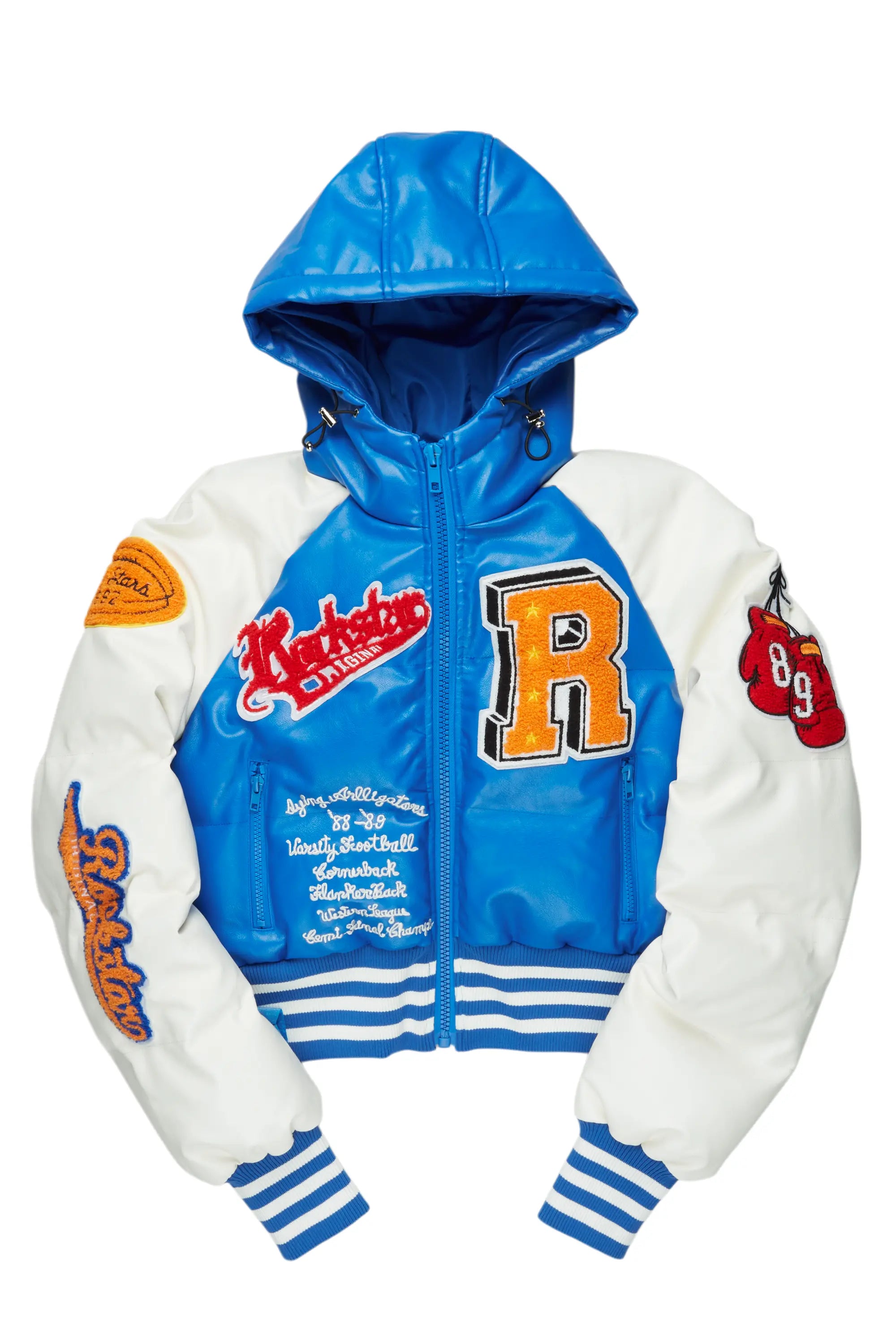 Savings Galore Xamaria Blue Crop Puffer Jacket