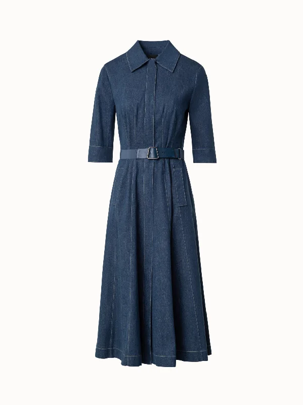 Buy Now casual dressCotton Denim Midi Shirt Dress
