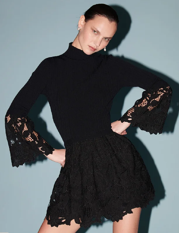 Instant Discount wrap-around dressBlack Lace Mini Dress by Saylor