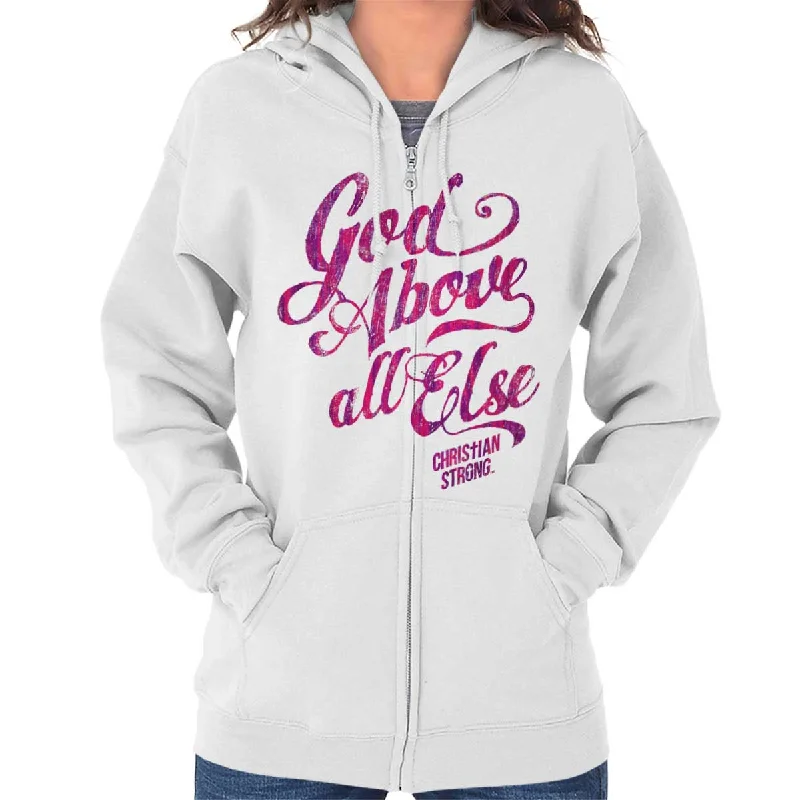 Discount Mania casual hoodie for workoutAbove All Else Zip Hoodie