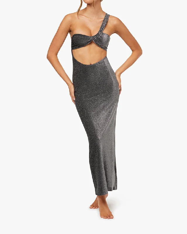 Clearance Sale elegant maxi dressRuched Asymmetrical Knit Maxi Dress
