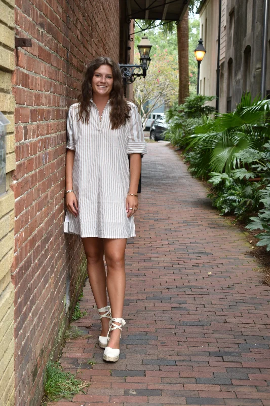 Unmissable Offer Darren Mini Dress Short Sleeve Sand Stripe