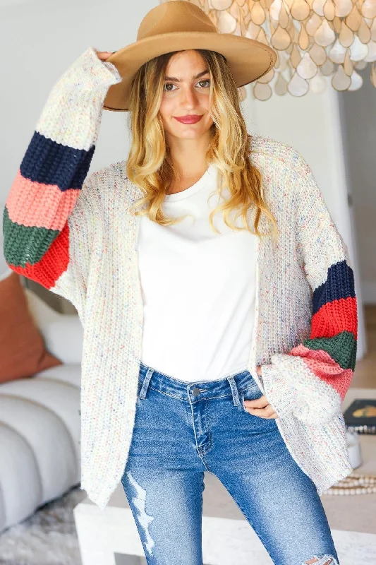 Big Savings PLUS MULTI COLOR OVERSIZED SWEATER OPEN CARDIGAN