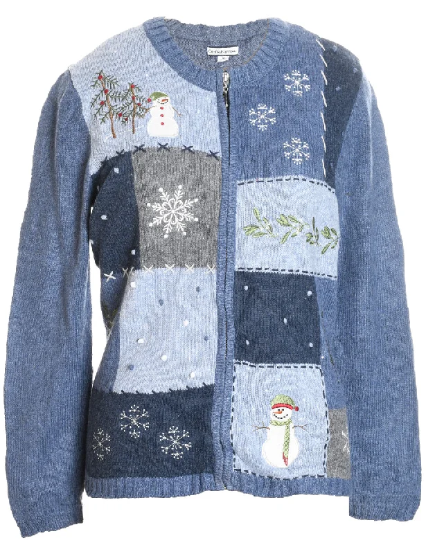 fashion-forward coatSnowman Christmas Cardigan - M