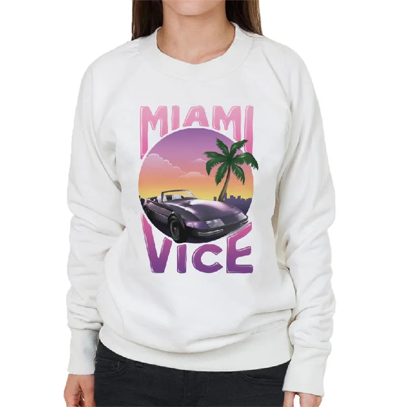 lightweight workout sweatshirtMiami Vice Car And Palm Tree Women's Sweatshirt