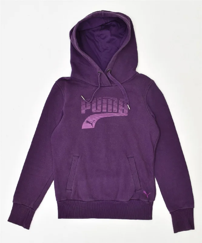 lightweight hoodiePUMA Womens Graphic Hoodie Jumper UK 6 XS Purple Cotton