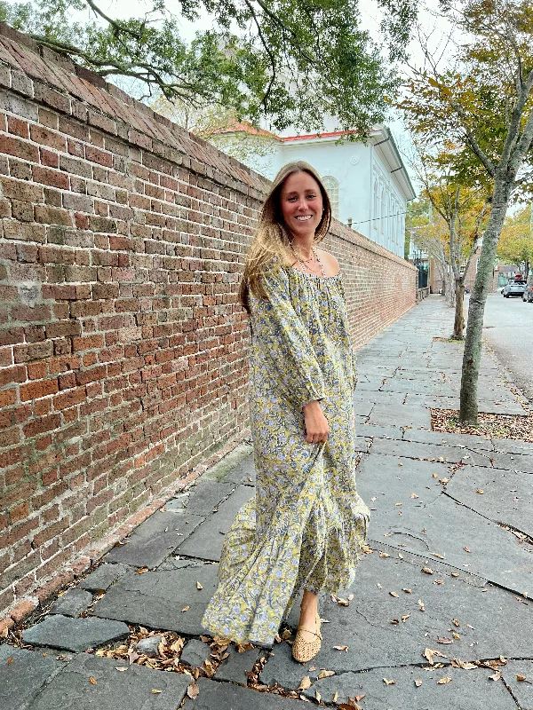 New Markdowns Cosette One Size Maxi Tuscan Green Floral Dress