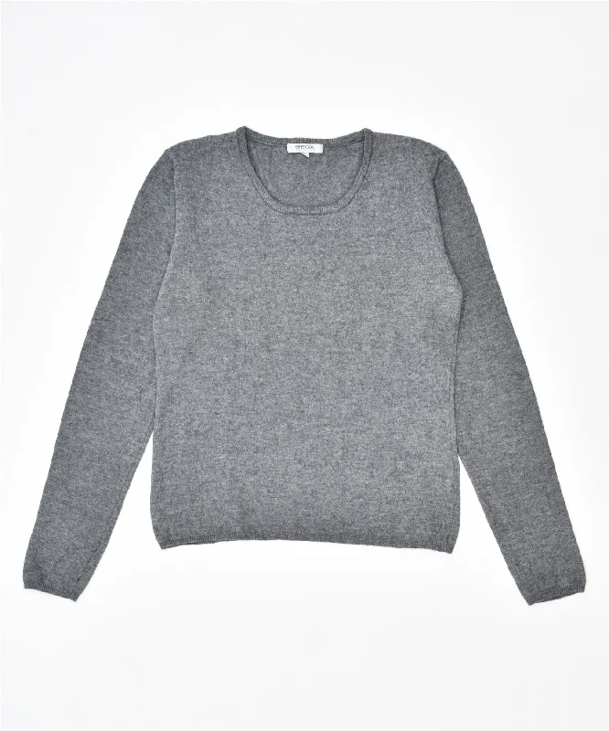Customer Appreciation Sale fleece-lined hoodieGEOX Womens Crew Neck Jumper Sweater UK 12 Medium Grey